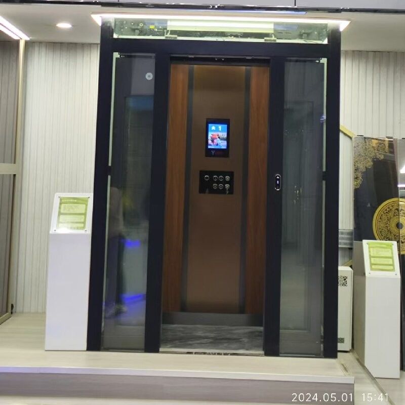 우아한 홈 기어리스 트랙션 엘리베이터 500-1000kg 용량 자동 슬라이딩 도어